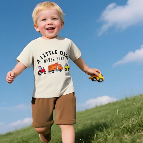 Toddler Baby Boy Clothes Summer Outfit Letter Print Short Sleeve T-Shirt Tops Solid Shorts Set 0-3T in Saudi Arabia
