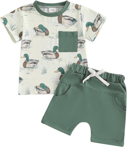 Ciycuit Toddler Baby Boy Outfit Summer Outfit Print Print Shirt Sleeve Stirt و Shorts Set in Saudi Arabia