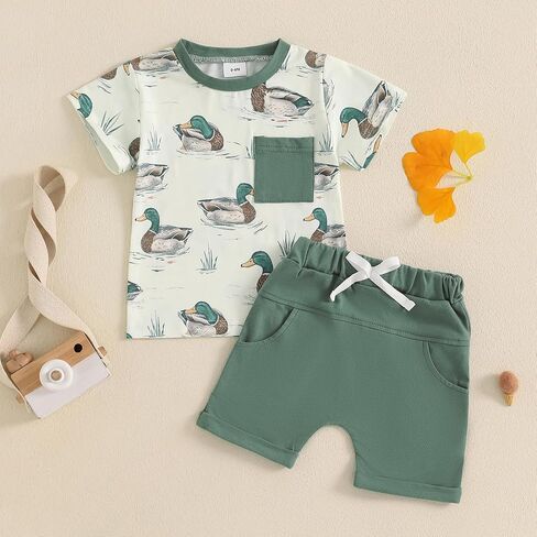 Ciycuit Toddler Baby Boy Outfit Summer Outfit Print Print Shirt Sleeve Stirt و Shorts Set in Saudi Arabia