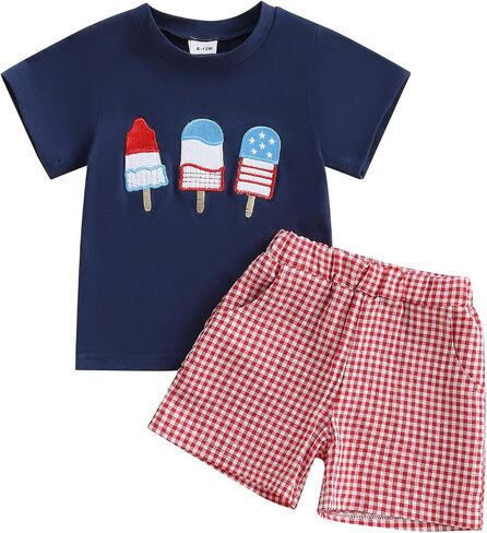 Baby Boy Halloween Outfit Clothes Toddler Pumpkin Shorts Set | Baby Boy Halloween Clothes Pumpkin Outfits Truck Short Sleeve T-shirt Plaid Shorts Set Toddler Summer Clothes in Saudi Arabia