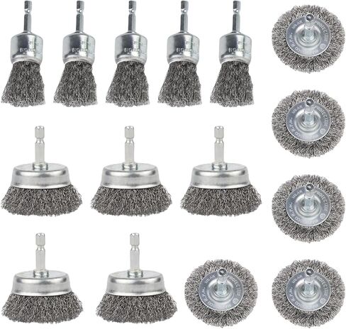 6 Pack Wire Brush for Drill, Carbon Steel Wire Wheel Brush, Cup Brush, Pen Brush Set with 1/4-Inch Hex Shank for for Cleaning Rust, Stripping and Abrasive in Kuwait