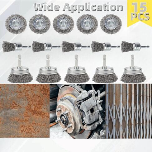 6 Pack Wire Brush for Drill, Carbon Steel Wire Wheel Brush, Cup Brush, Pen Brush Set with 1/4-Inch Hex Shank for for Cleaning Rust, Stripping and Abrasive in Kuwait