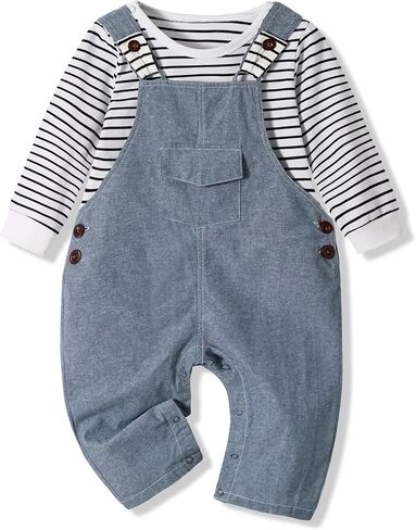 Volunboy Baby Boy Clothes Toddler Long Sleeve Romper Overalls 2Pcs Newborn Bodysuit Infant Dinosaur Suspender Pants Set in Saudi Arabia