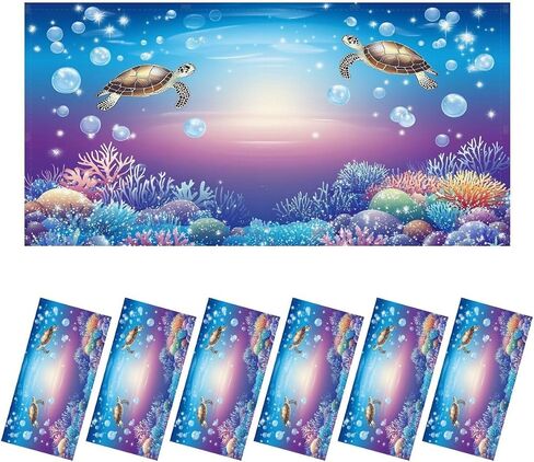 6 Pack Sea Turtle Fluorescent Light Covers for Ceiling Lights Starry Bubbles Coral Reefs Enchanting Sea Turtles Blue Ocean Magnetic Light Filters Diffuser Shade for Classroom Home Office School in Saudi Arabia