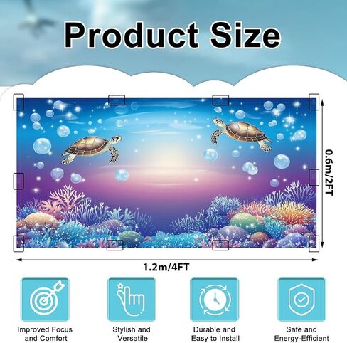6 Pack Sea Turtle Fluorescent Light Covers for Ceiling Lights Starry Bubbles Coral Reefs Enchanting Sea Turtles Blue Ocean Magnetic Light Filters Diffuser Shade for Classroom Home Office School in Saudi Arabia