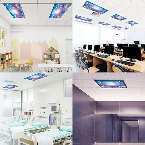 6 Pack Sea Turtle Fluorescent Light Covers for Ceiling Lights Starry Bubbles Coral Reefs Enchanting Sea Turtles Blue Ocean Magnetic Light Filters Diffuser Shade for Classroom Home Office School in Saudi Arabia