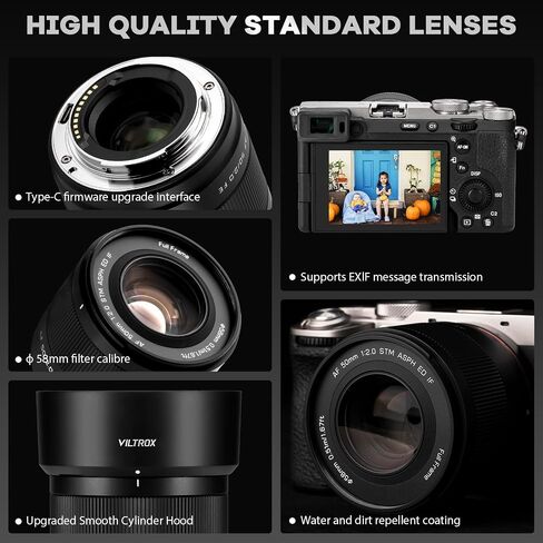 50mm F2.0 عدسة Prime Prime كاملة لـ Sony E-Mount | FAST AF ، فتحة كبيرة ، فائقة الكسارة | عدسة صورة قياسية لـ A7RV ، A7IV ، A7CII ، ZV-E1 ، A7RIV ، A6600 Cameras بدون مرآة in Saudi Arabia