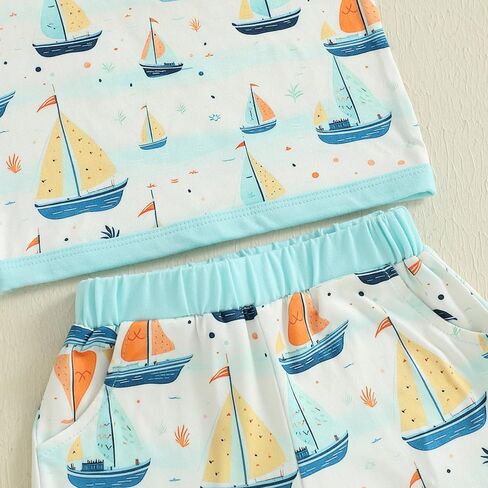 Toddler Baby Boy Summer Outfit Sleeveless Tank Tops + Casual Shorts Set 2 Piece Infant Beach Clothes in Kuwait
