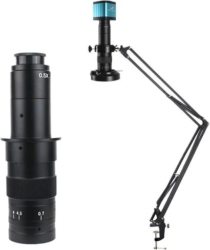 48MP 4K HDMI USB Camera Digital Microscope Camera 180x 200x 300x C Mount Lens Cantilever Stand لأداة لحام إصلاح الهاتف (مجموعة عدسة 120X) in Kuwait