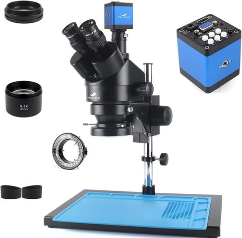 48MP 4K 2K HDMI USB VGA Microscopio Camera 3.5X-90X Simul-Focal Trinocular Stereo Microscope Soldering PCB Jewelry Repair Kit(7X-90X 13MP-01) in Saudi Arabia