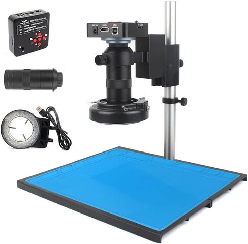 48MP 4K 2K USB HDMI VGA Digital Video Monocular Microscope Camera Continus Zoom 130X 180X C-Mount Soldering Phone Repair Tools(HDMI USB with 180X) in Saudi Arabia