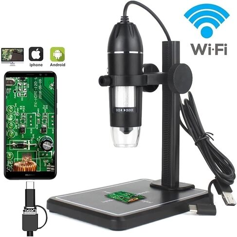 Digital Microscope Camera 3in1 C Type USB Portable Electron 1000X/1600X for Soldering LED Magnifier Mobile Phone Repairing(USB Lift Stand) in Saudi Arabia