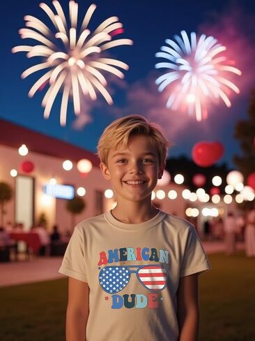 Kids 4th of July American Flag Cotton T-Shirt Toddler Baby Boys Girls Patriotic Independence Day Outfit in Kuwait