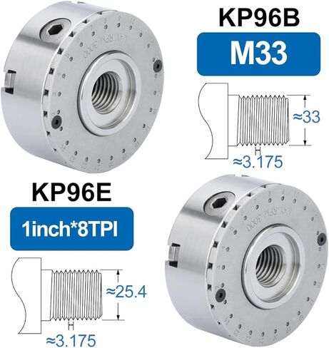 Chuck KP96 4-Jaw Chuck المتمركز الذاتية لمخرطة الخشب 3.75 بوصة أدوات المخرطة (KP96 E 1-8TPI) in Saudi Arabia