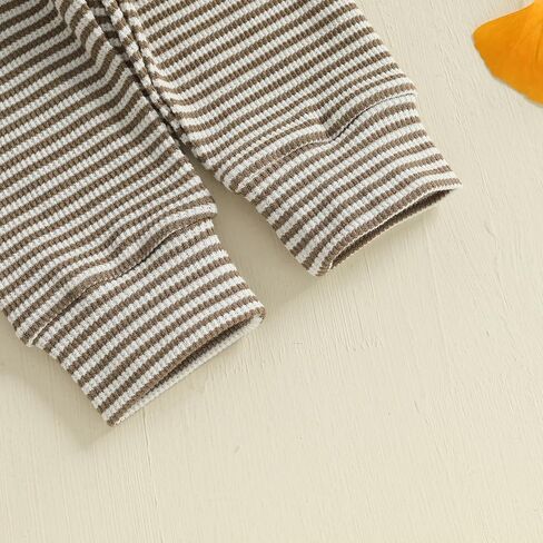 Newborn Baby Boy Girl Clothes Striped Waffle Knit Long Sleeve Romper Long Pants Set Infant 2Pcs Fall Winter Outfit in Saudi Arabia