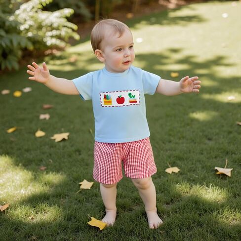Back to School Toddler Baby Boy Outfit Embroidery T Shirt and Shorts Set First Day of Preschool Kindergarten Clothes in Kuwait