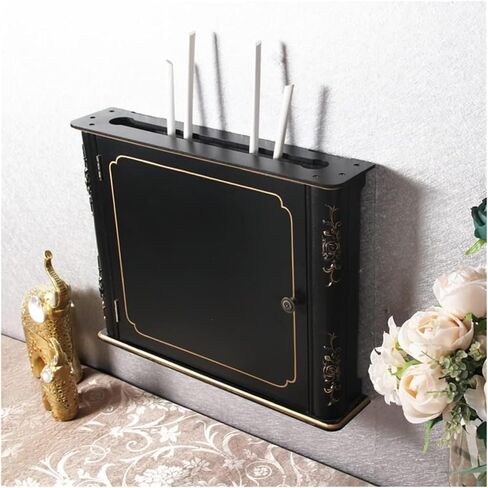 Router Storage Box，WiFi Router Storage Box, WiFi Light Cat Hub Information Box, Weak Current Box Decorative Shielding Frame Wall Hanging(Black,41x10x30cm) in Saudi Arabia