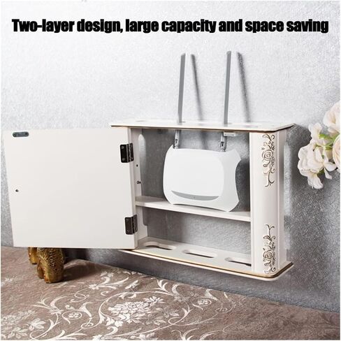 Router Storage Box，WiFi Router Storage Box, WiFi Light Cat Hub Information Box, Weak Current Box Decorative Shielding Frame Wall Hanging(Black,41x10x30cm) in Saudi Arabia