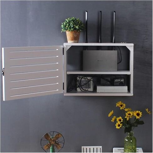 Router Storage Box，WiFi Router Storage Box, WiFi Storage Box, Wireless Living Room Set-top Shelf, Patch Panel Finishing Wire Rack(D,47.4x10x37.4 cm) in Saudi Arabia