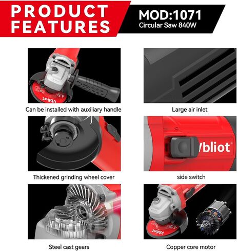 أداة طاحونة الزاوية 950W ، 12000 دورة في الدقيقة 8-AMP 5 بوصة طاحونة كهربائية مع أقراص قطعتين 2 أقراص طاحونة ، مثالية لتلميع طحن القطع المعدنية in Kuwait