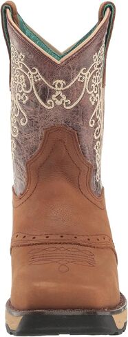 Corral Ladie's Tan Hydro Resist Saddle Vamp/Brown Top Farm & Ranch Dual Dual Density Sq Toe ، Rubber Sole ، Ranching W5006 in Saudi Arabia