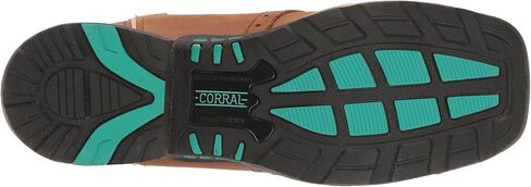 Corral Ladie's Tan Hydro Resist Saddle Vamp/Brown Top Farm & Ranch Dual Dual Density Sq Toe ، Rubber Sole ، Ranching W5006 in Saudi Arabia