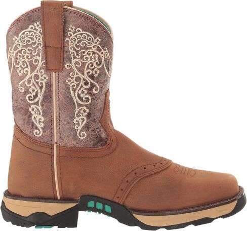 Corral Ladie's Tan Hydro Resist Saddle Vamp/Brown Top Farm & Ranch Dual Dual Density Sq Toe ، Rubber Sole ، Ranching W5006 in Saudi Arabia