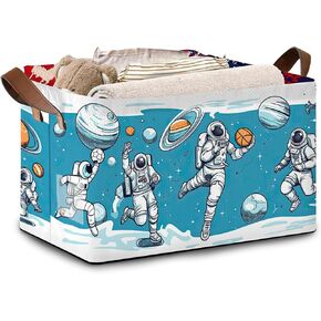 Baseball Texture Storage Basket Large 17x11.5x10.5 Inche-Collapsible Fabric Organizer Bin with Handles for Sports Gear,Toys,Laundry-Foldable Decorative Hamper with Stitched Leather Design-Single Pack