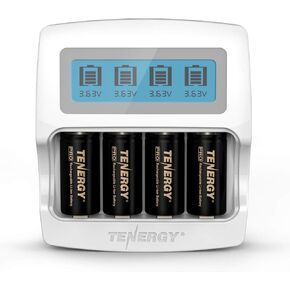 Tenergy 4 Pack 3.7V 750mAh Rechargeable Batteries and Charger Compatible with Arlo Wireless Cameras Certified Works with Arlo