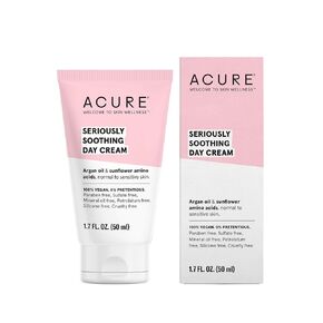 Acure Seriously Soothing Day Cream - Daily Hydrating Facial Cream - Moisturizer for Dry to Sensitive Skin from Argan Oil & Sunflower Amino Acids with Chamomile - Vegan, Unscented - 1.7 Fl Oz