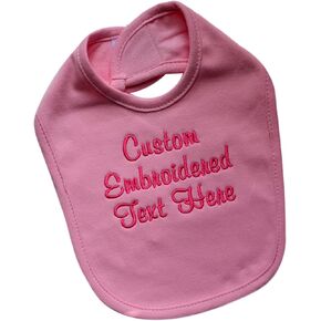 Funny Girl Designs Personalized Baby Bib EMBROIDERED with Your Custom Text and Color 100% Cotton Unisex