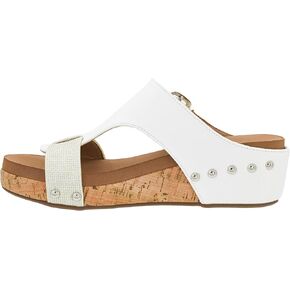 Corkys Footwear Top Secret 2 بوصة إسفين ، يتميز بتصميم متزلج ، ونعال إيفا المميزة للارتداء طوال اليوم ، والأزرار على طول الخارجي ، وشوكة قابلة للتعديل
