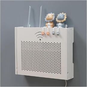 مربع تخزين جهاز التوجيه ， صندوق تخزين WiFi Router ، رف عائم زخرفي أبيض ، رف تخزين لوحة ، صندوق الكابل ، لغرفة النوم ، غرفة المعيشة (E ، 47x10x38cm)