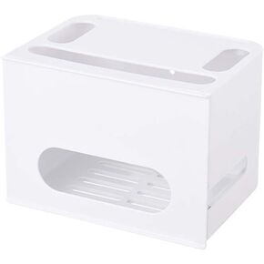 WiFi Router Shelf TV Set-top Rack Wall Hanging Formaldehyde-Free Storage Box Multi-Function Wall Hanging Router Shelf Wire Finishing Box Storage Box (Color : White) (White)