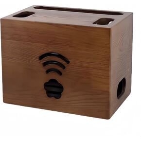 Wooden Router Storage Box, Decorative Router Storage Rack with Modem Cable Router Cover, Organized Power Strip Cable Management Hideaway Rack for Home, Office, Bedroom, Living Room