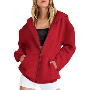 Y2K Womens Zip Up Hoodies Long Sleeve Oversized Sweatshirts Fleece Jacket Pockets 2024 Fall Outfits Fashion Clothes