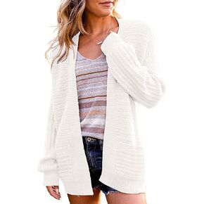 Women's 2024 Open Front Waffle Knit Cardigan Long Sleeve Cozy Knit Sweaters with Pockets Fashion Elegant Fall Coats