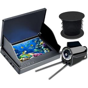 Underwater Fishing Camera, 4.3inch IPS Water Proof Adjustable Screen Fish Finder, 220° Wide Angle Night Vision Camera with 8 LED, for Night Lake Fishing (US Plug 50m)