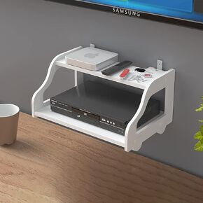 Wire Box Organizer Router Shelve Route Storage Box Wireless WiFi Router Shelf Solid Wood Plastic Wall Shelves WiFi Router/White/29 * 21 * 14Cm