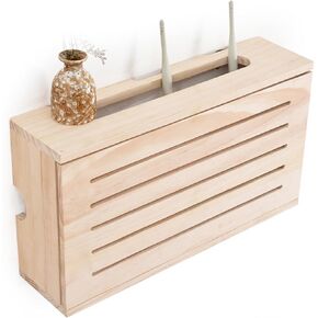Wooden Router Shelf Wall Mount WiFi Router Storage Box Cable Management and Organizing Box for Office and Home(42cm)