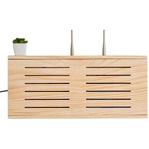 Solid Wood Wireless Router Storage Box WiFi Router Organize Box Wall-Mounted Router Shelf - Power Cord Storage Consolidation Box Home Multimedia Occlusion Box