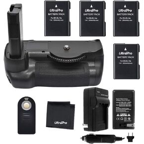Battery Grip Bundle for Nikon D5600: Includes Vertical Battery Grip, 4-Pk EN-EL14a Long-Life Batteries, Charger, UltraPro Accessory Bundle