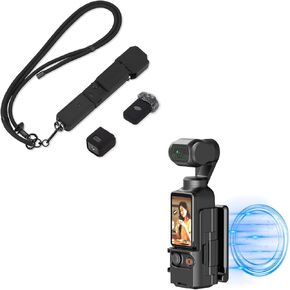 Pocket 3 Silicone Cover & Lanyard, Protective Case Crossbody Strap for DJI OSMO Pocket 3 Accessories Pocket 3 Magnetic Mount Stand, Adjustable Magnet Suction Holder Adapter with Cold Shoe Accessories