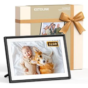 EXTOLINK10.1 Smart WiFi Digital Picture Frame with 32GB Memory, Auto-Rotate Touch Screen for Wall/Tabletop for Woman,Mom, Dad, Wife