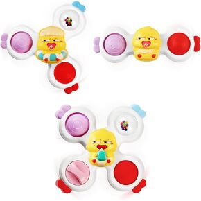 3PCS Suction Cup Spinner,Baby Bath Toys for 1 Year Old Girl & Boy,Sensory Toys for Baby 12-18 Months,Bathtub Ducks Spinner Montessori Toys for Babies,1st Birthday Gifts for Boys & Girls