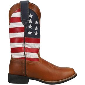 ROPER Womens Patriotism Square Toe Casual Boots Mid Calf Low Heel 1-2" - Brown