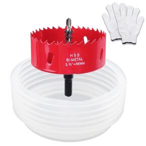 6-1/8"(156mm） Hole Saw for Recessed Lights,Bi-Metal Hole Cutter with Dust Bowl Catcher and Thickened Gloves for Led Recessed Lighting Wood Metal Drywall PVC