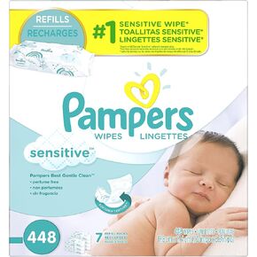 Pampers Baby Wipes Sensitive 7X Refill, 64 Count (Pack of 7)