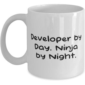 Developer by Day. Ninja by Night. Developer 11oz 15oz Mug, Sarcastic Developer Gifts, Cup For Coworkers from Boss