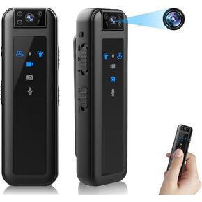 Bewinner Wearable Body Camera, Mini Video Recorder with Night Vision, 1080P 180° Rotatable Lens Portable Video Camera for Walking Riding Outdoor Home